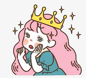 卡通手绘-粉色长发公主